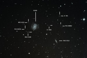 M100 Type Sc Spiral Galaxy and other galaxies in Coma Berenices, 18th Feb 2012.