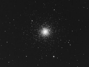 M3 globular cluster in Canes Venatici. 23rd Mar 2014. Luminance data only.