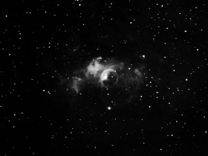 NGC 7635 emission nebula in Cassiopeia. H-Alpha image (8 x 30min exposures). 26th May 2014.