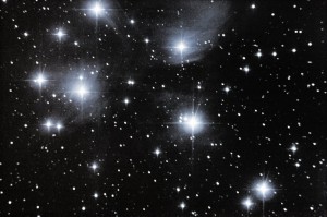 M45 Pleiades (Seven Sisters). 23rd Nov 2011. Canon EOS 300D at prime focus. 12 x 120 second unguided sub-exposures.