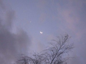 Moon and Venus, 25th Feb 2012.  Canon IXUS compact.